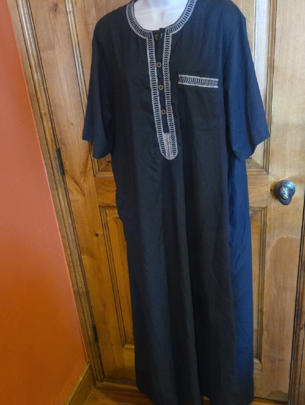 Black Embroidered Caftan Dress